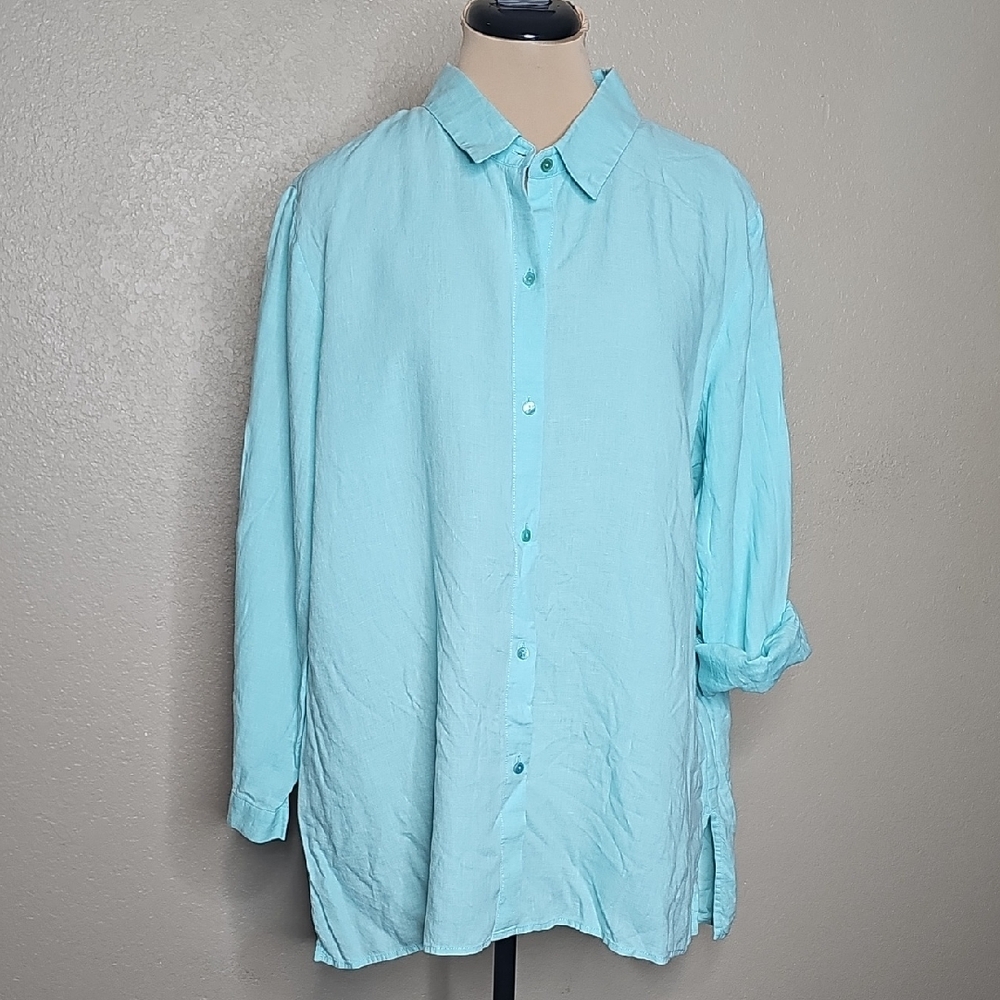 Eileen Fisher Light Blue Button Down Shirt